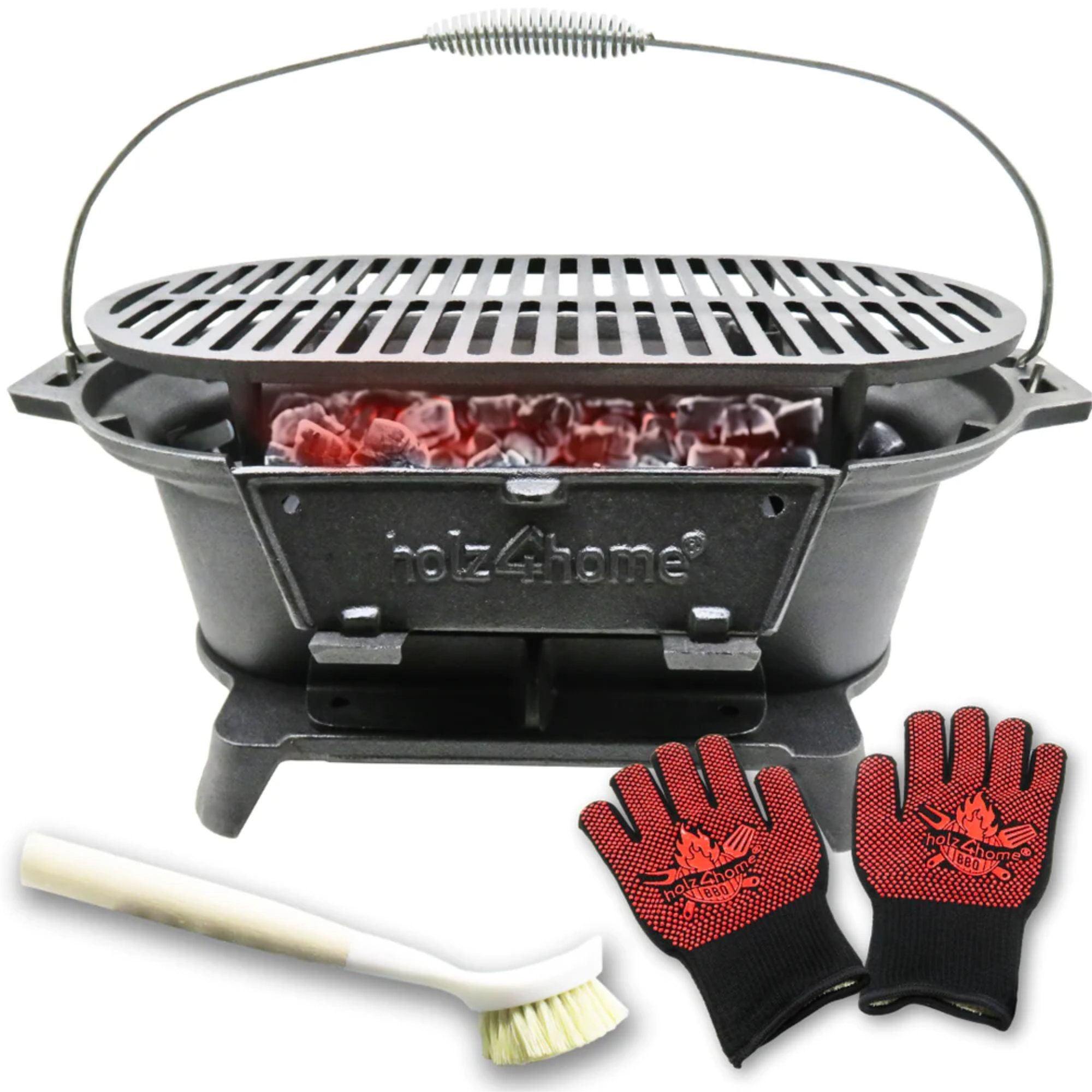 XXL Gusseisen Holzkohle Grill mit Grillrost | Camping Grill, Hibachi Style