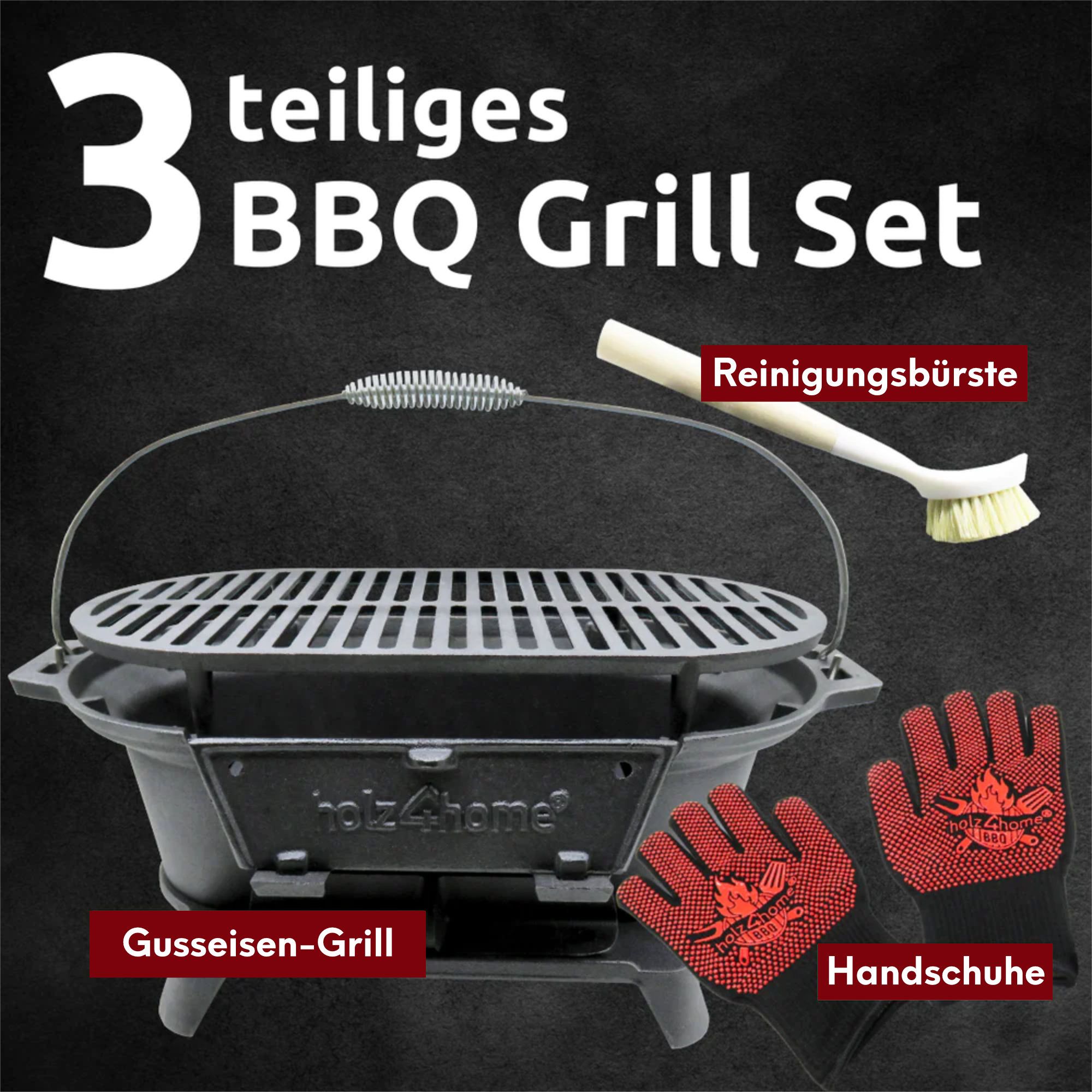 XXL Gusseisen Holzkohle Grill mit Grillrost | Camping Grill, Hibachi Style