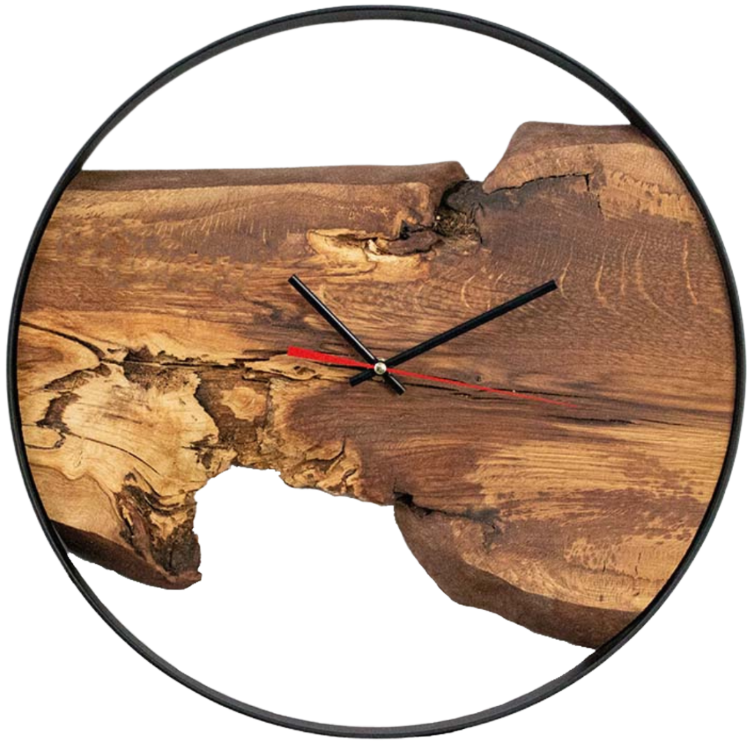 Wanduhr Artwork aus massiver Eiche
