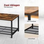 kalb | Couchtisch, Wohnzimmertisch, Holz & schwarzes Metall, stabil & langlebig, Couch Tisch für Wohnzimmer & Sofa, moderner Industrial Stil Indie