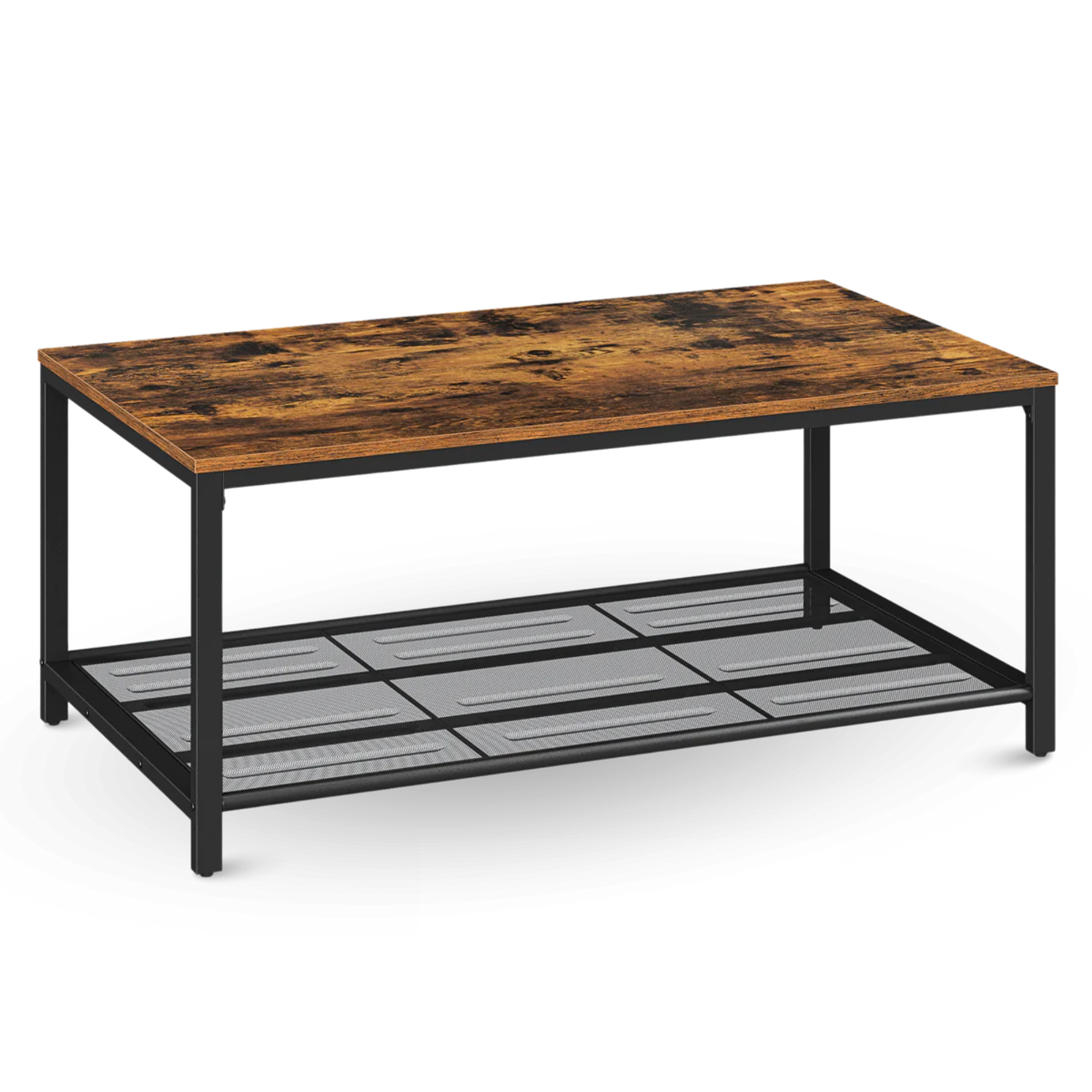 kalb | Couchtisch, Wohnzimmertisch, Holz & schwarzes Metall, stabil & langlebig, Couch Tisch für Wohnzimmer & Sofa, moderner Industrial Stil