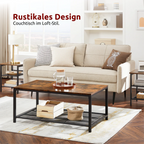 kalb | Couchtisch, Wohnzimmertisch, Holz & schwarzes Metall, stabil & langlebig, Couch Tisch für Wohnzimmer & Sofa, moderner Industrial Stil Indie
