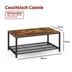 kalb | Couchtisch, Wohnzimmertisch, Holz & schwarzes Metall, stabil & langlebig, Couch Tisch für Wohnzimmer & Sofa, moderner Industrial Stil Indie