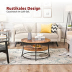 kalb | Couchtisch, Wohnzimmertisch, Holz & schwarzes Metall, stabil & langlebig, Couch Tisch für Wohnzimmer & Sofa, moderner Industrial Stil Indie