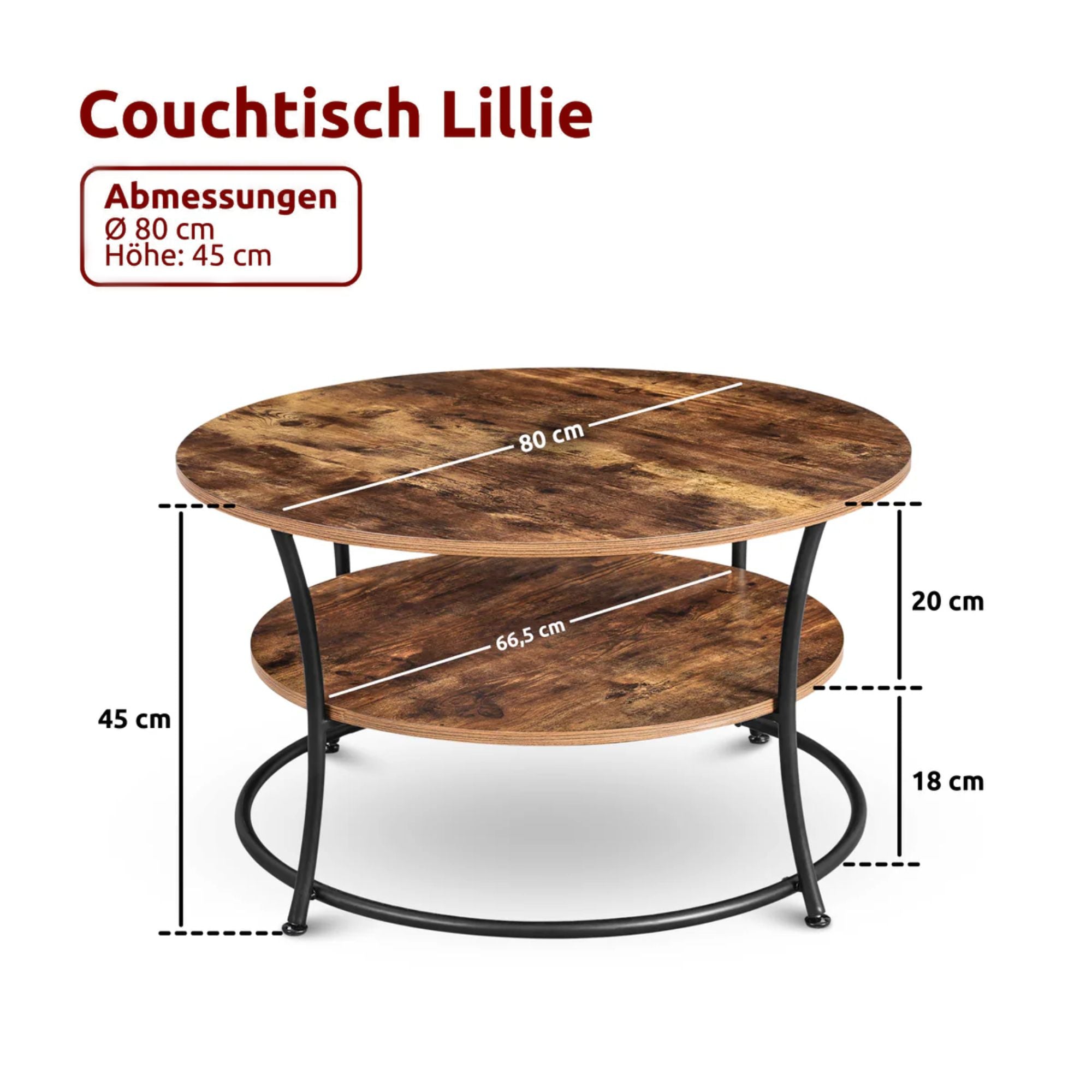 kalb | Couchtisch, Wohnzimmertisch, Holz & schwarzes Metall, stabil & langlebig, Couch Tisch für Wohnzimmer & Sofa, moderner Industrial Stil