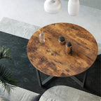 kalb | Couchtisch, Wohnzimmertisch, Holz & schwarzes Metall, stabil & langlebig, Couch Tisch für Wohnzimmer & Sofa, moderner Industrial Stil Indie