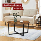 kalb | Couchtisch, Wohnzimmertisch, Holz & schwarzes Metall, stabil & langlebig, Couch Tisch für Wohnzimmer & Sofa, moderner Industrial Stil Indie