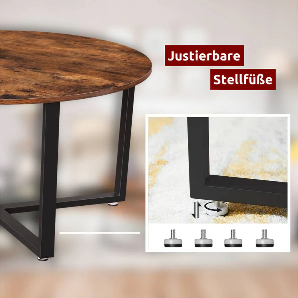 kalb | Couchtisch, Wohnzimmertisch, Holz & schwarzes Metall, stabil & langlebig, Couch Tisch für Wohnzimmer & Sofa, moderner Industrial Stil