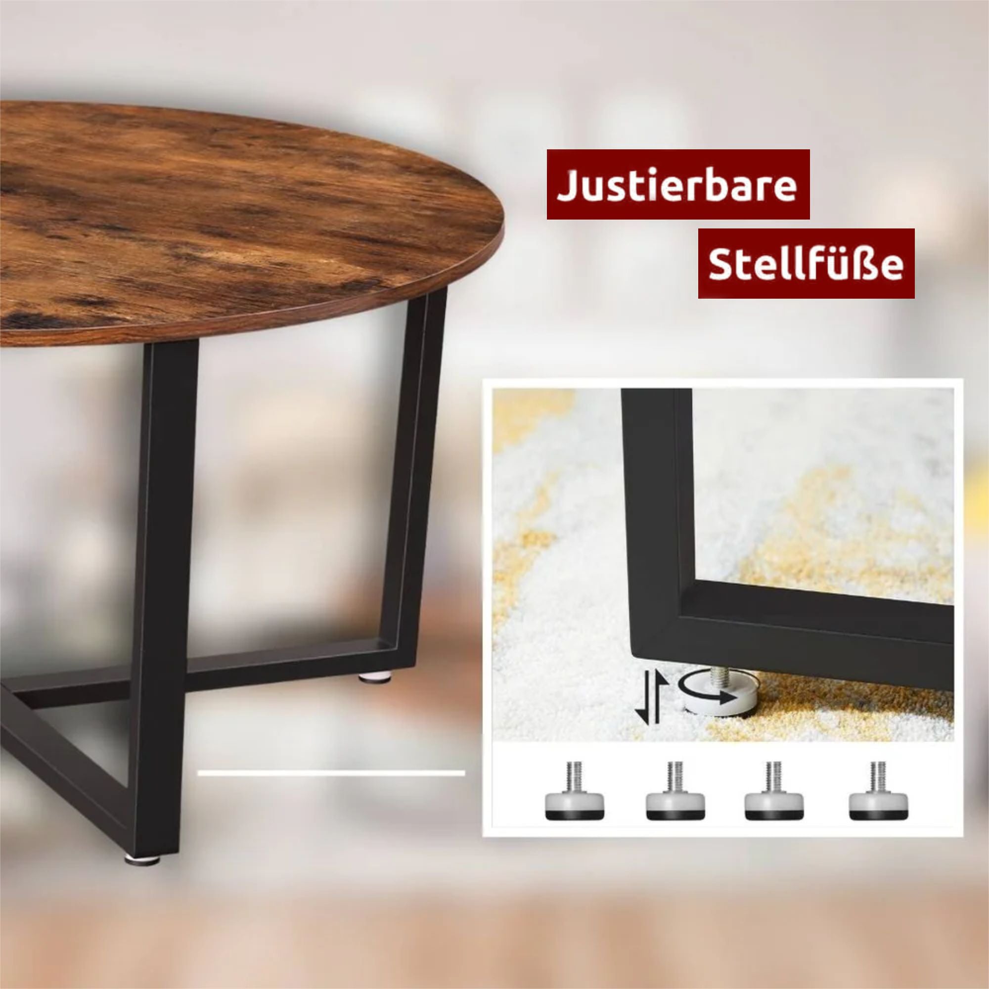 kalb | Couchtisch, Wohnzimmertisch, Holz & schwarzes Metall, stabil & langlebig, Couch Tisch für Wohnzimmer & Sofa, moderner Industrial Stil