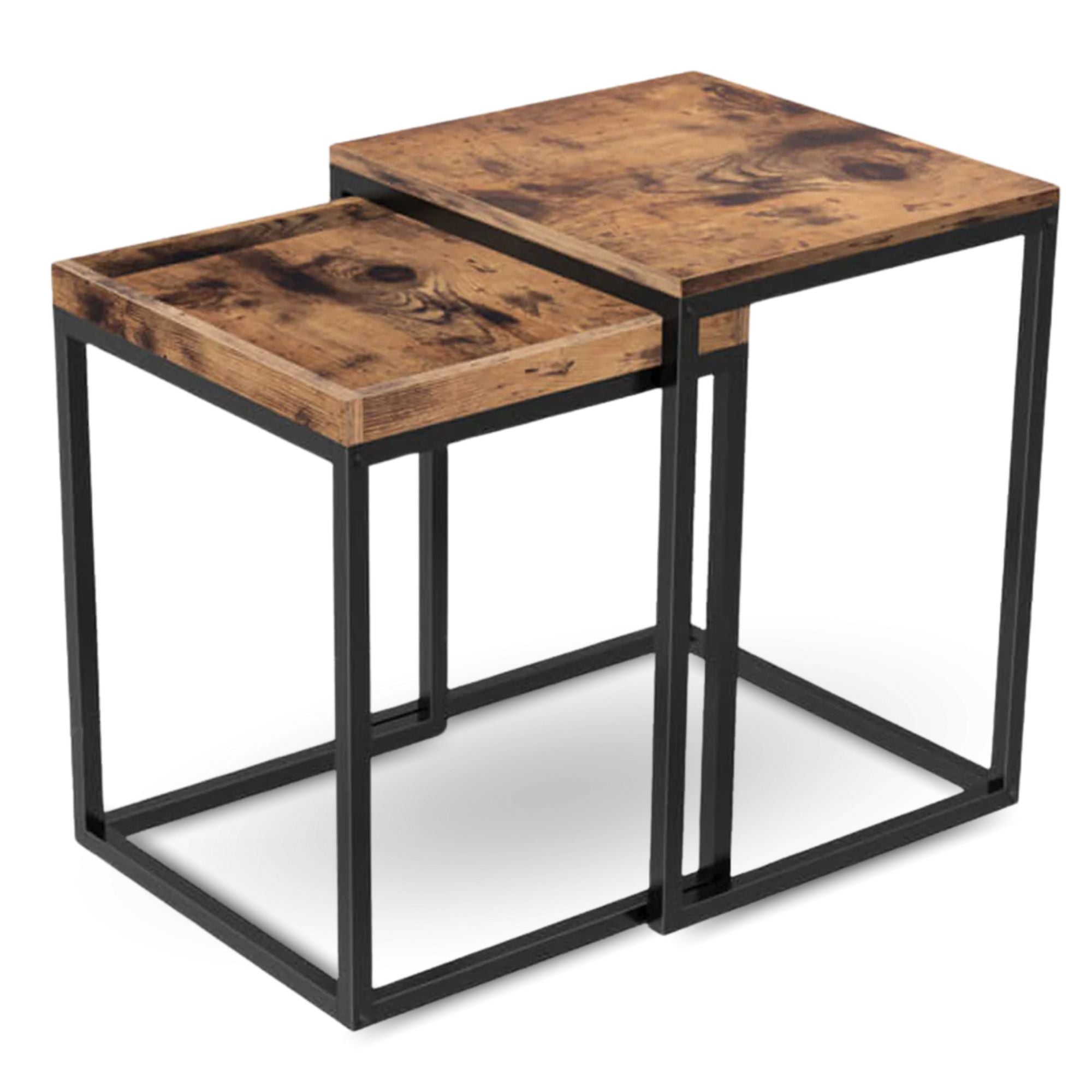 kalb | Couchtisch, Wohnzimmertisch, Holz & schwarzes Metall, stabil & langlebig, Couch Tisch für Wohnzimmer & Sofa, moderner Industrial Stil