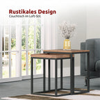 kalb | Couchtisch, Wohnzimmertisch, Holz & schwarzes Metall, stabil & langlebig, Couch Tisch für Wohnzimmer & Sofa, moderner Industrial Stil Indie
