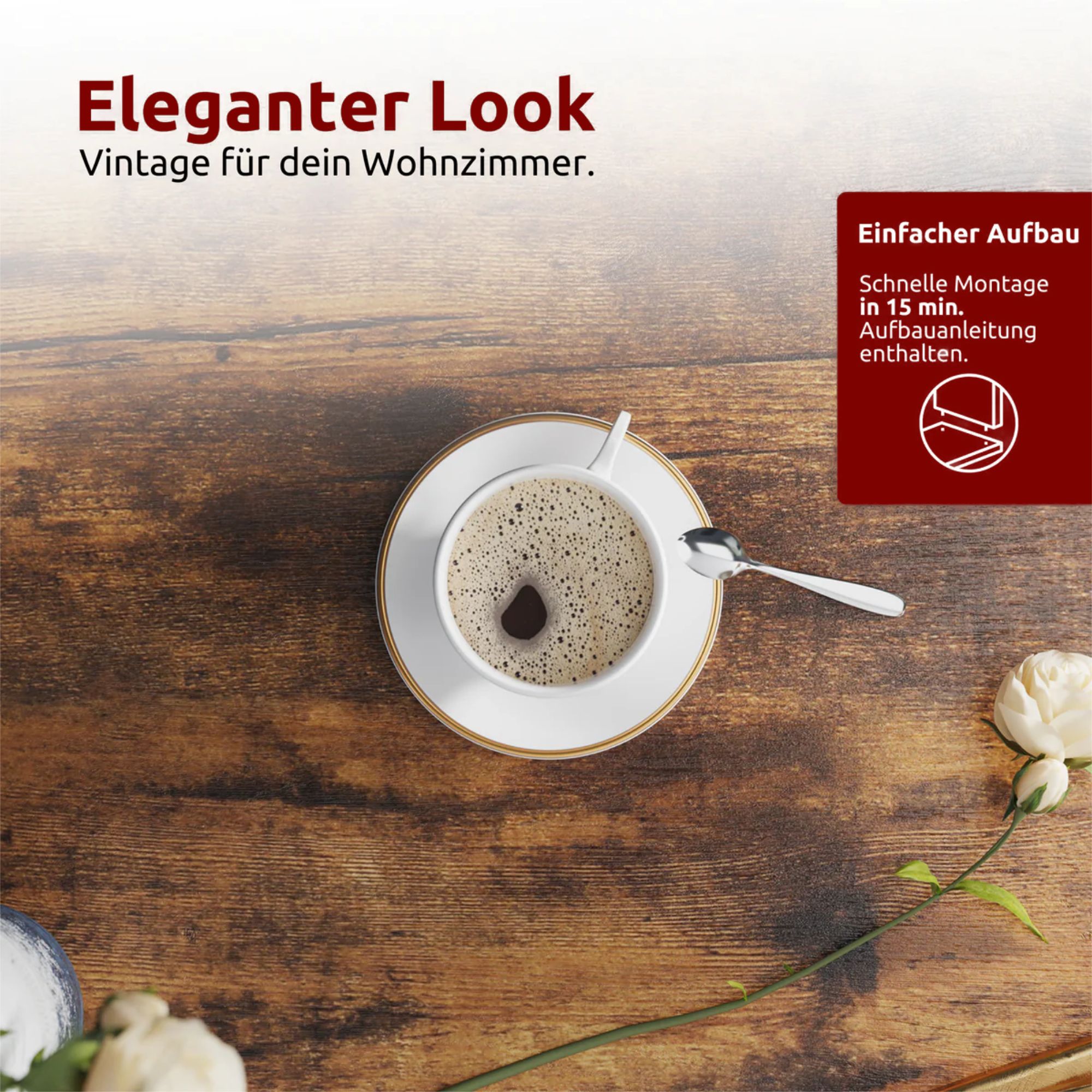 kalb | Couchtisch, Wohnzimmertisch, Holz & schwarzes Metall, stabil & langlebig, Couch Tisch für Wohnzimmer & Sofa, moderner Industrial Stil