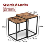 kalb | Couchtisch, Wohnzimmertisch, Holz & schwarzes Metall, stabil & langlebig, Couch Tisch für Wohnzimmer & Sofa, moderner Industrial Stil Indie