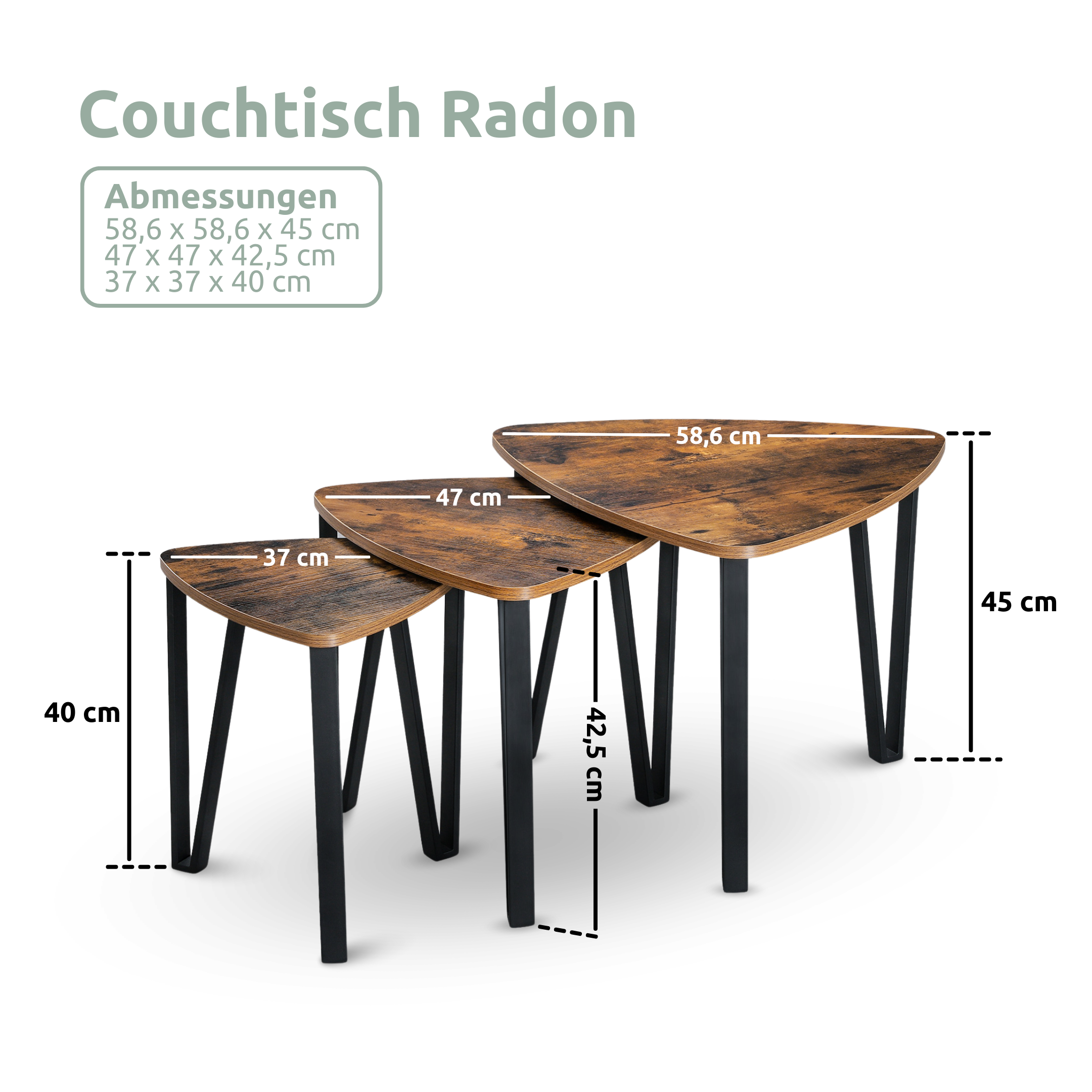 Beistelltisch &quot;Radon&quot; 3er-Set