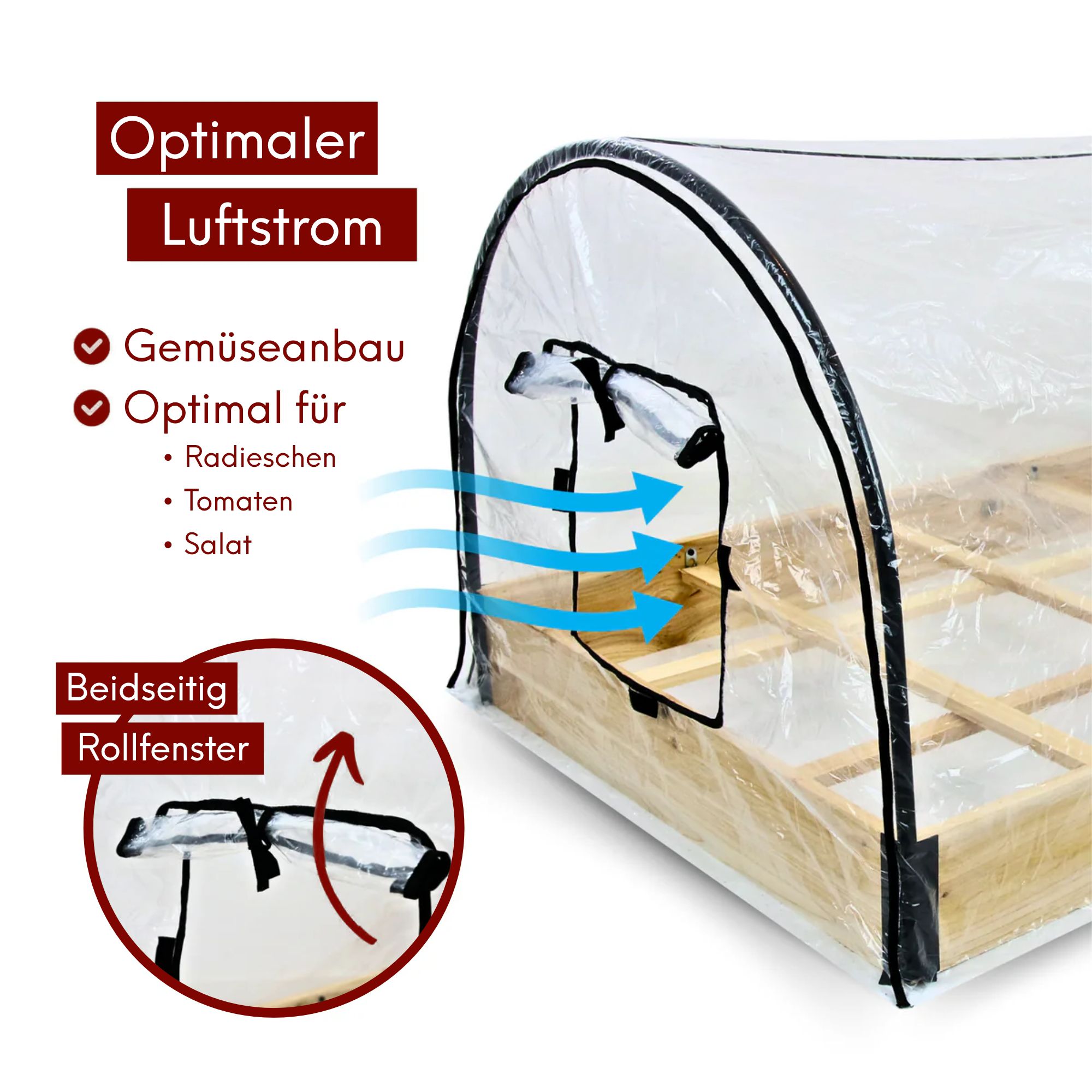 Gemüsebeet mit Abdeckung aus PVC 115cm x 80cm x 54cm I Frühbeet aus Holz
