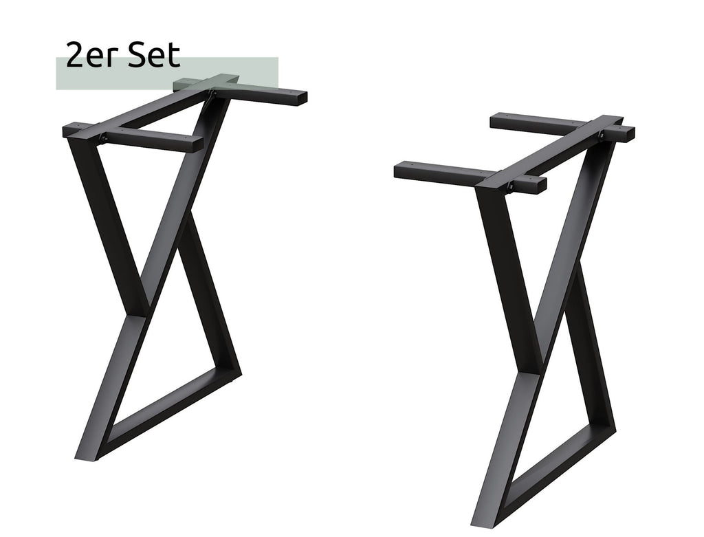 Doppel-Dreieck Tischgestell / Tischbeine aus Metall schwarz – 1 Paar (2 Stück)