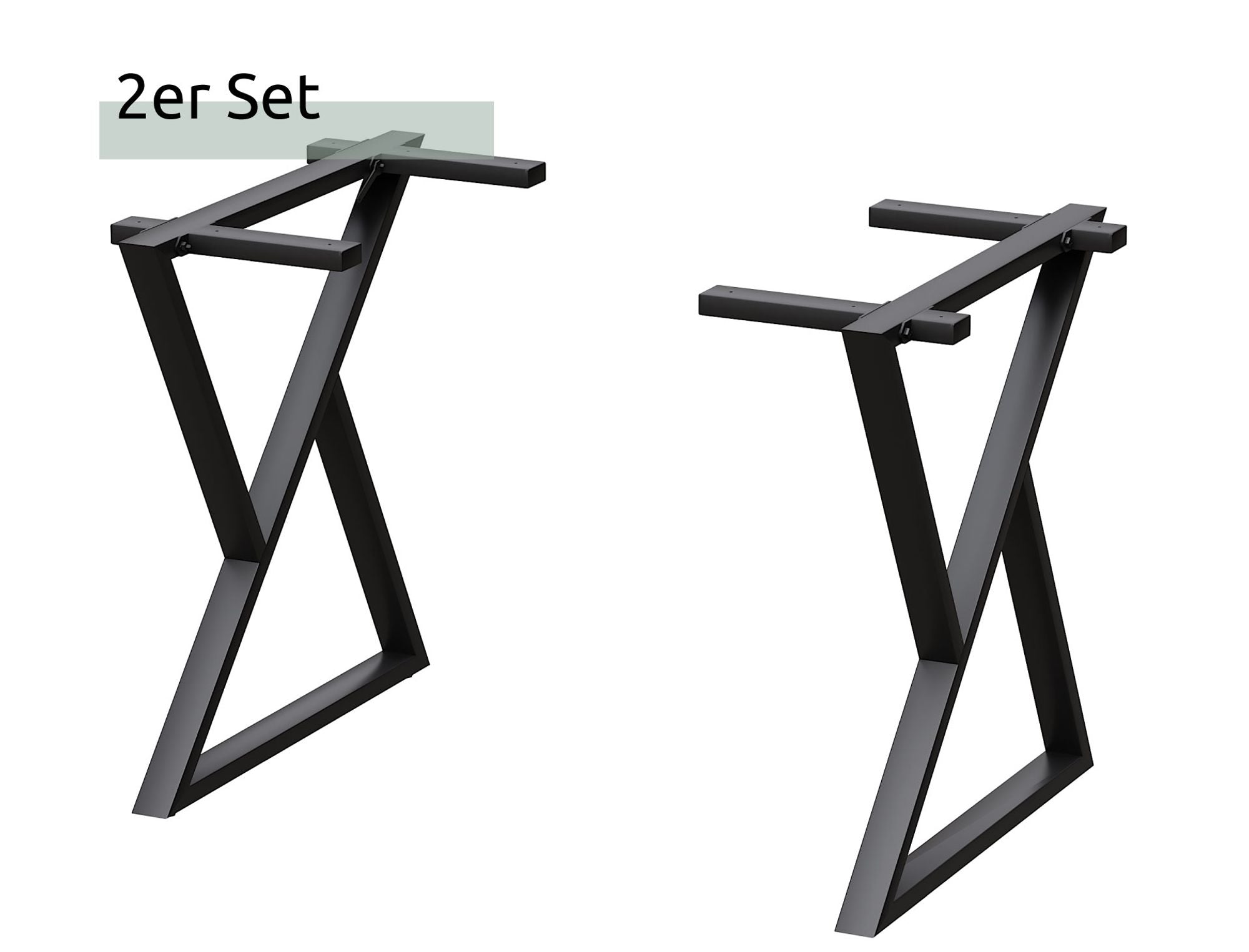 Doppel-Dreieck Tischgestell / Tischbeine aus Metall schwarz – 1 Paar (2 Stück)