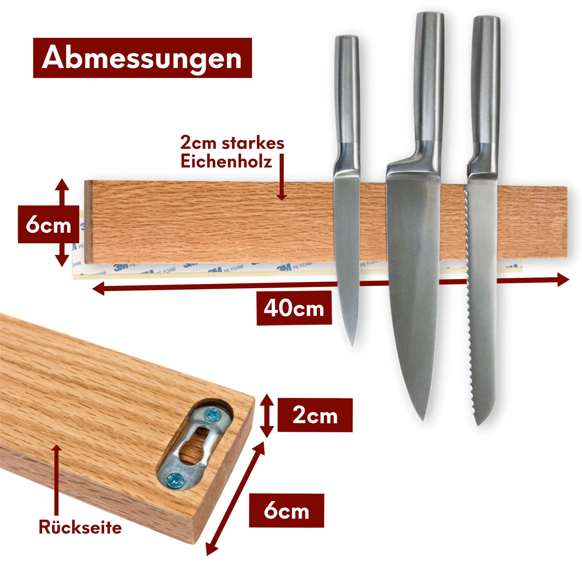 Messerleiste magnetisch zum Kleben oder Schrauben