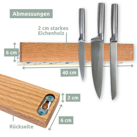 Messerleiste magnetisch aus Eichenholz