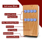 Magnetischer Messerblock 360° drehbar aus Eichenholz Eiche hell