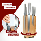 Magnetischer Messerblock 360° drehbar aus Eichenholz Eiche hell