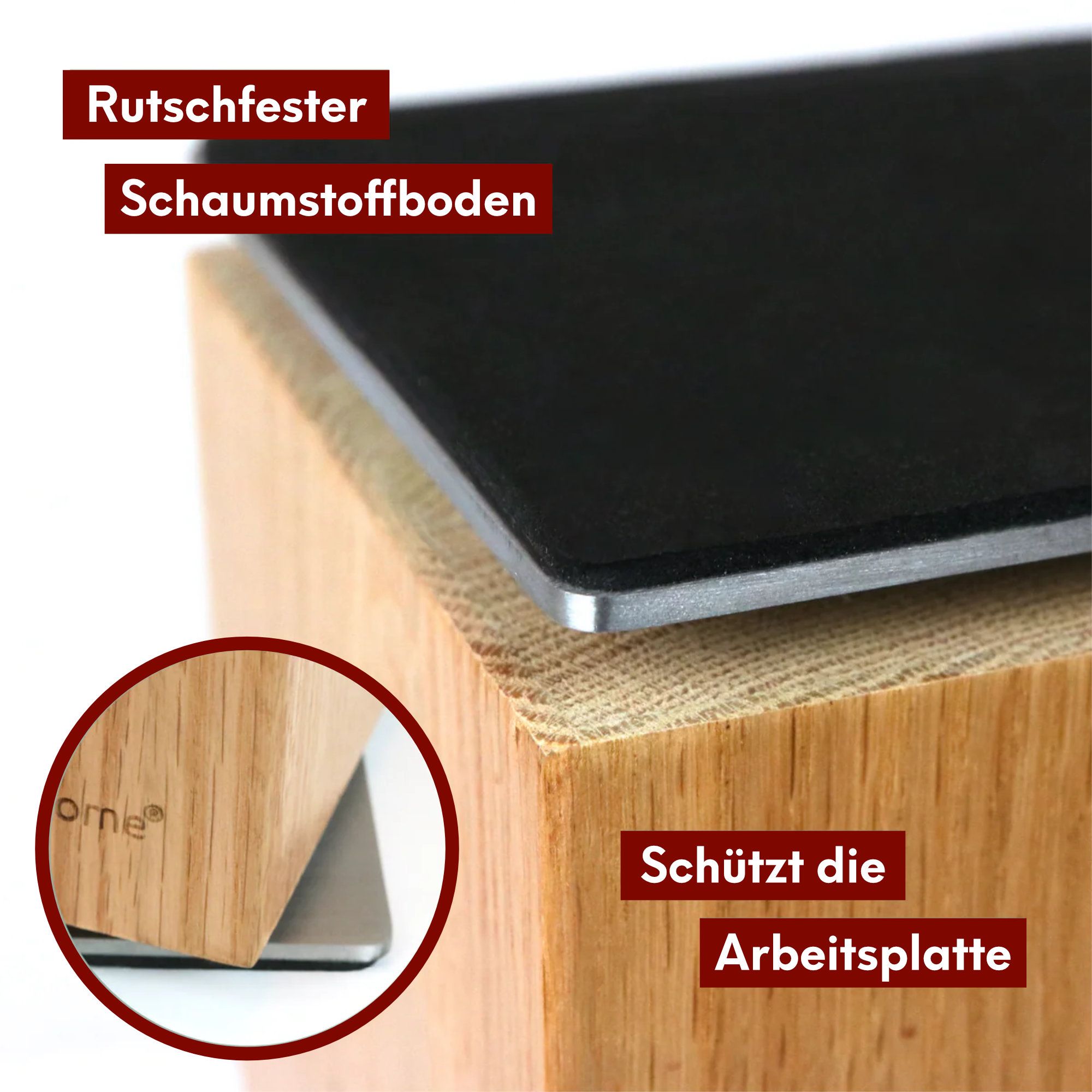 Magnetischer Messerblock 360° drehbar aus Eichenholz Eiche hell