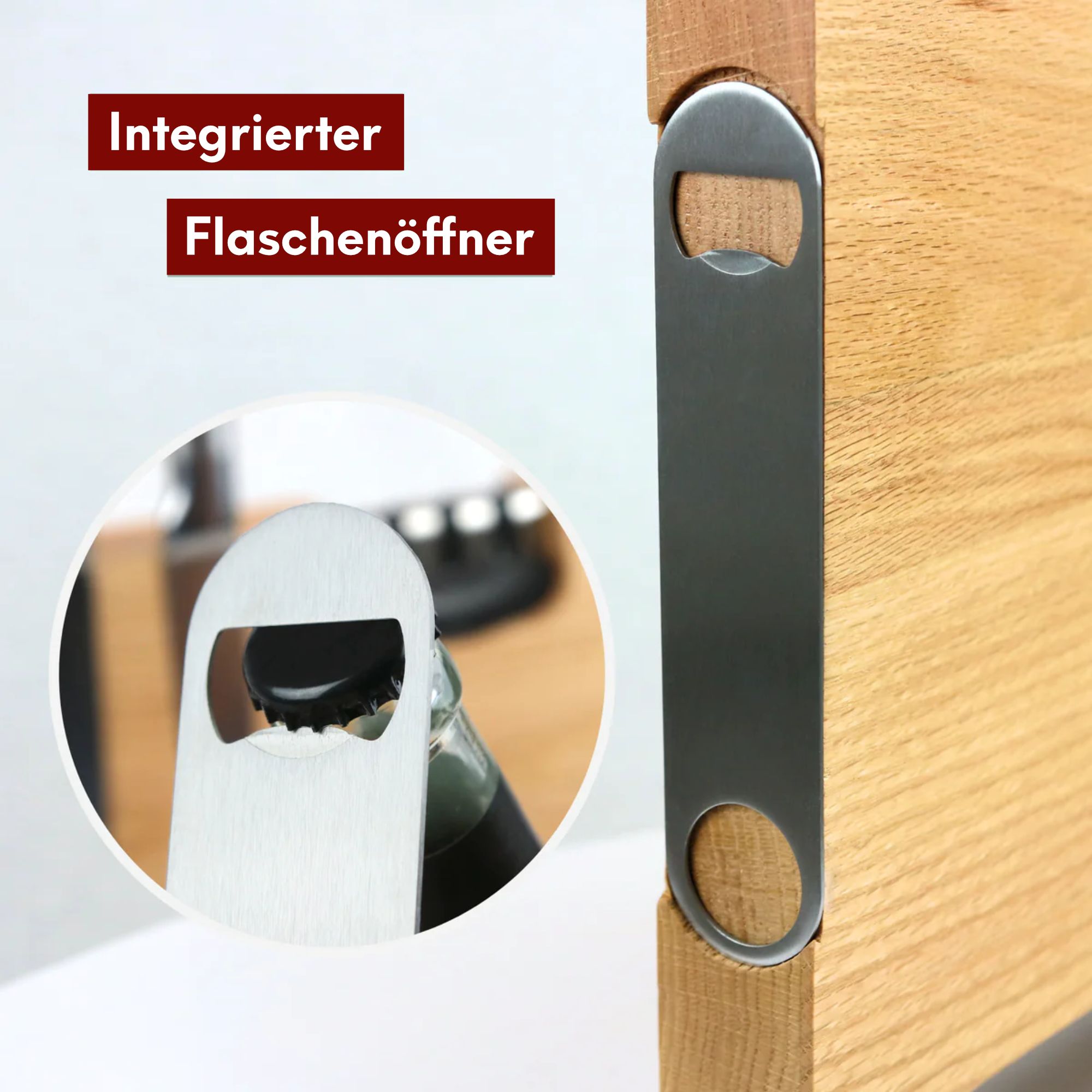 Magnetischer Messerblock aus Eichenholz - inkl. Flaschenöffner & Messerschärfer Eiche hell