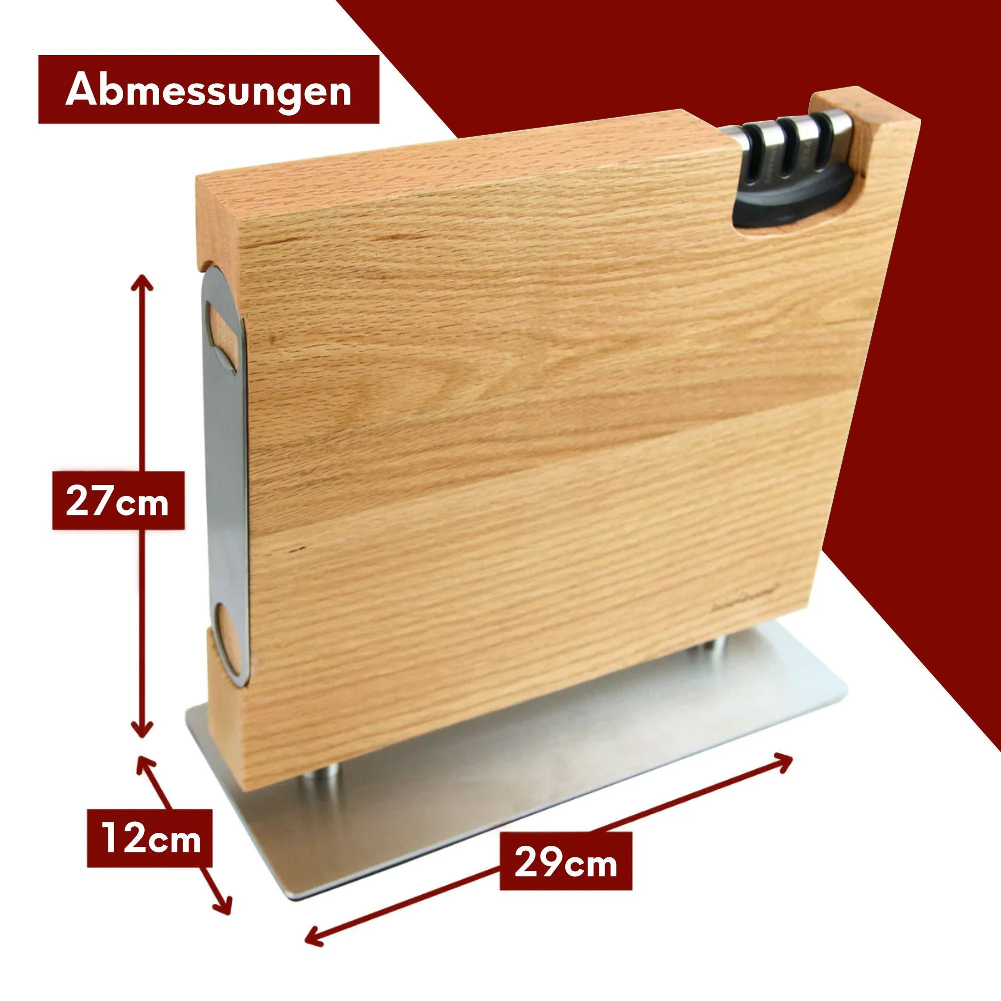 Magnetischer Messerblock aus Eichenholz - inkl. Flaschenöffner & Messerschärfer Eiche hell