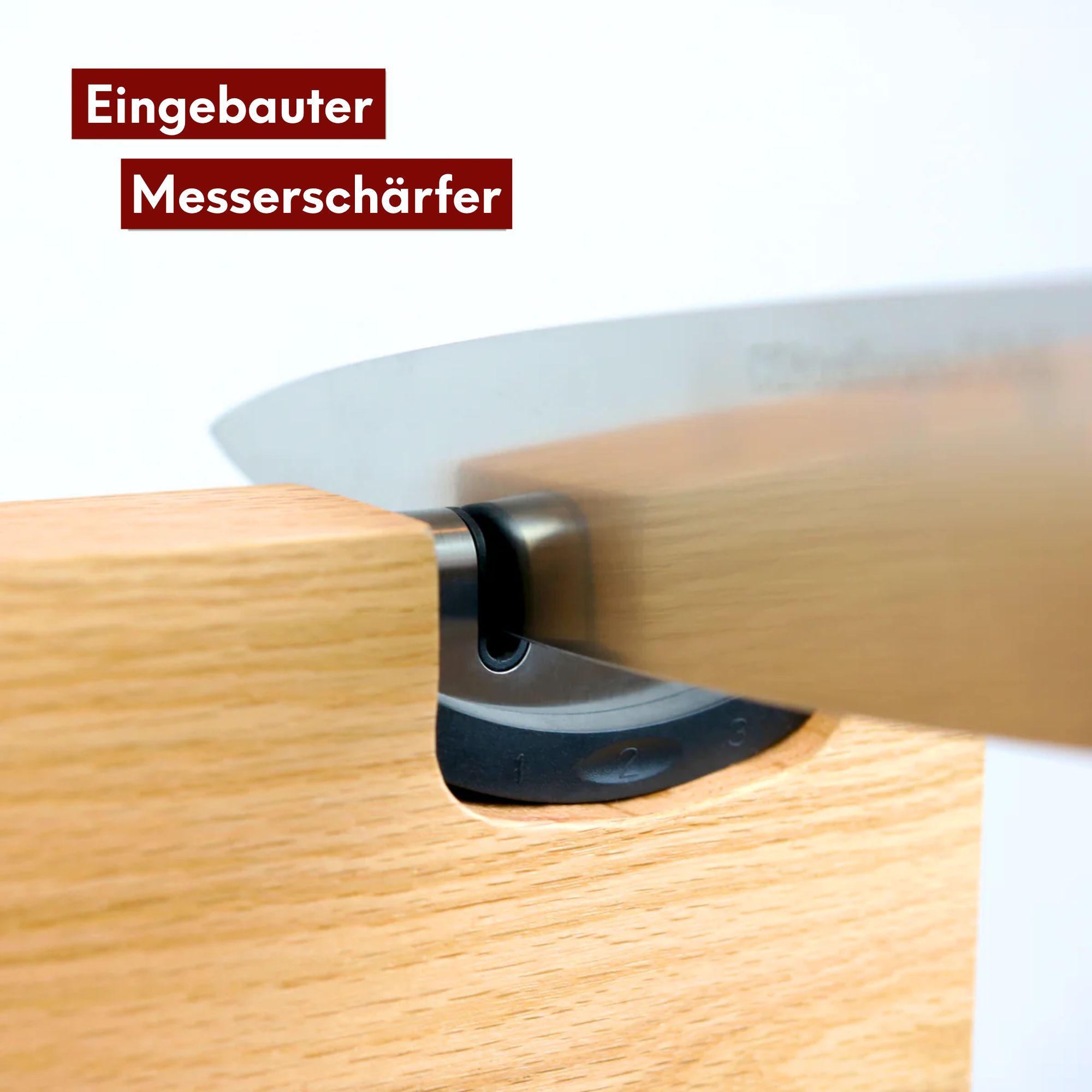 Magnetischer Messerblock aus Eichenholz - inkl. Flaschenöffner & Messerschärfer Eiche hell