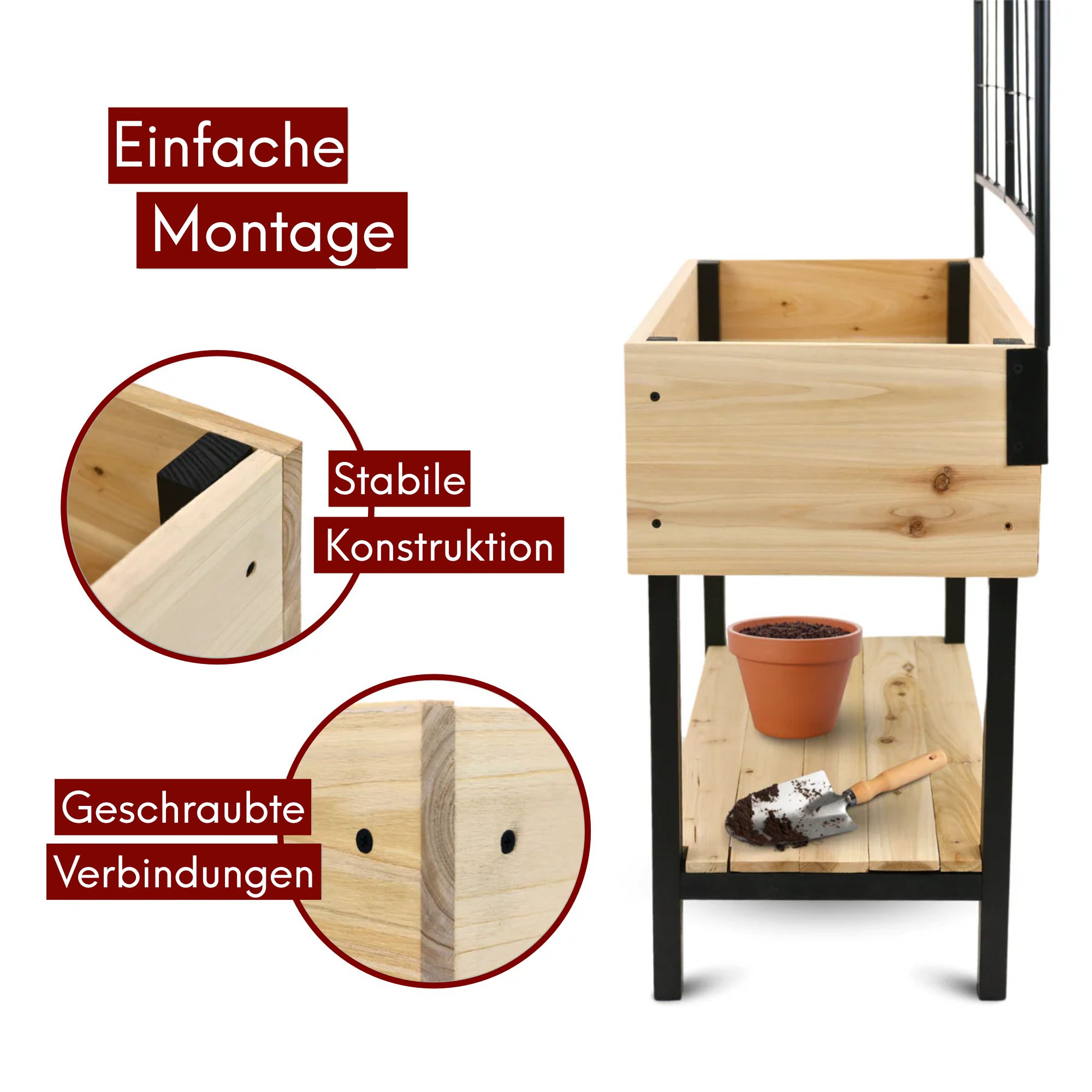 Hochbeet mit Rankgitter aus Metall I Ideal für den Balkon oder Terrasse