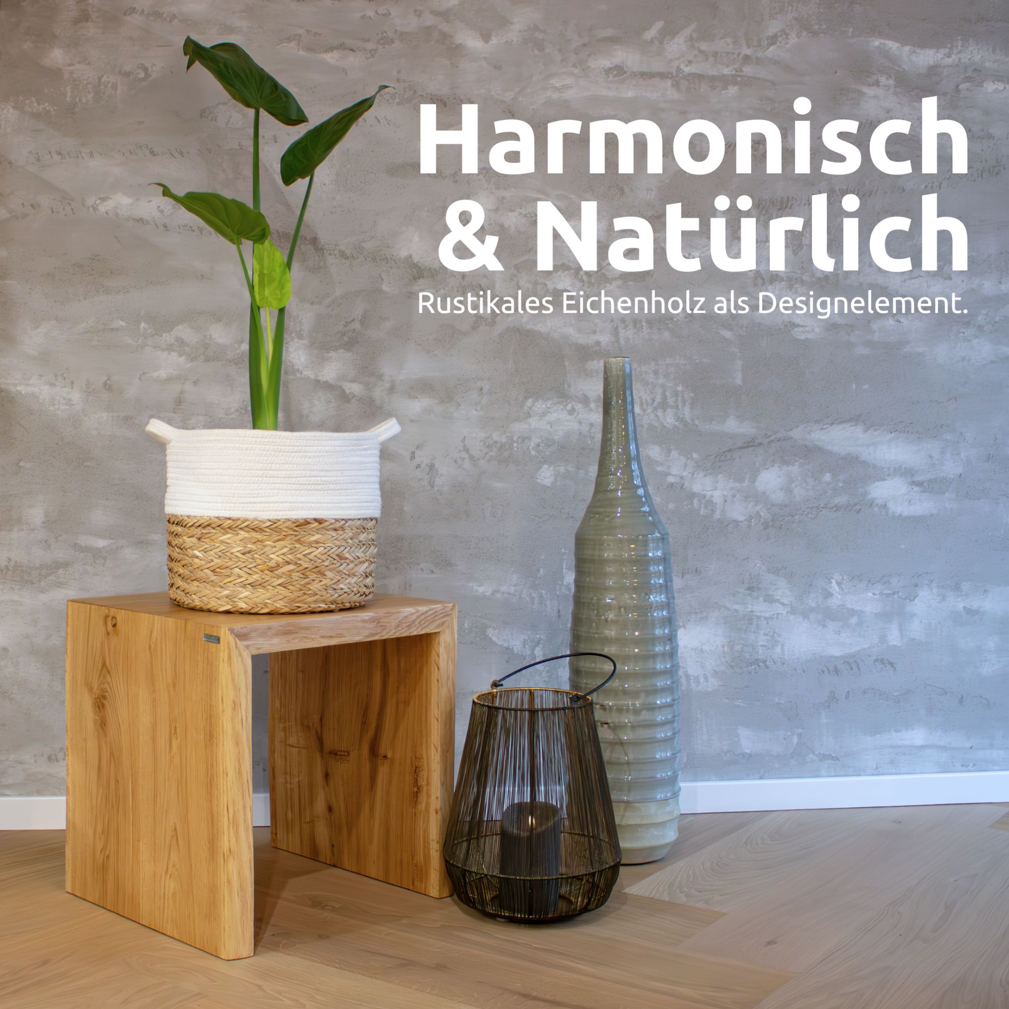 Holzbank Hocker aus massiver Eiche mit Baumkante