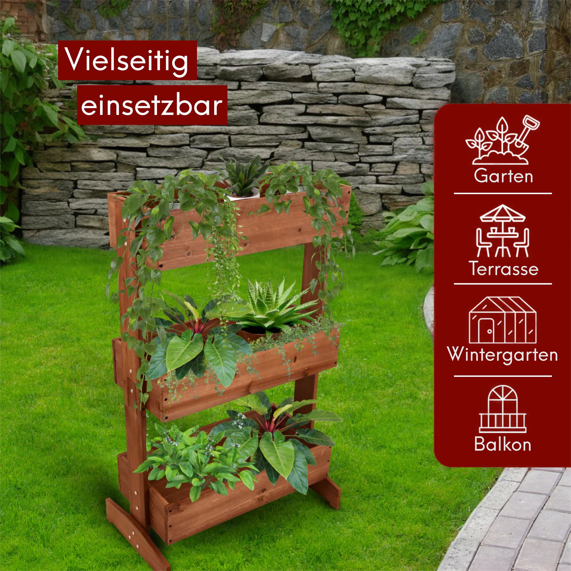 Hochbeet mit 3 Ebenen inkl. Gartenvlies & Handschuhe