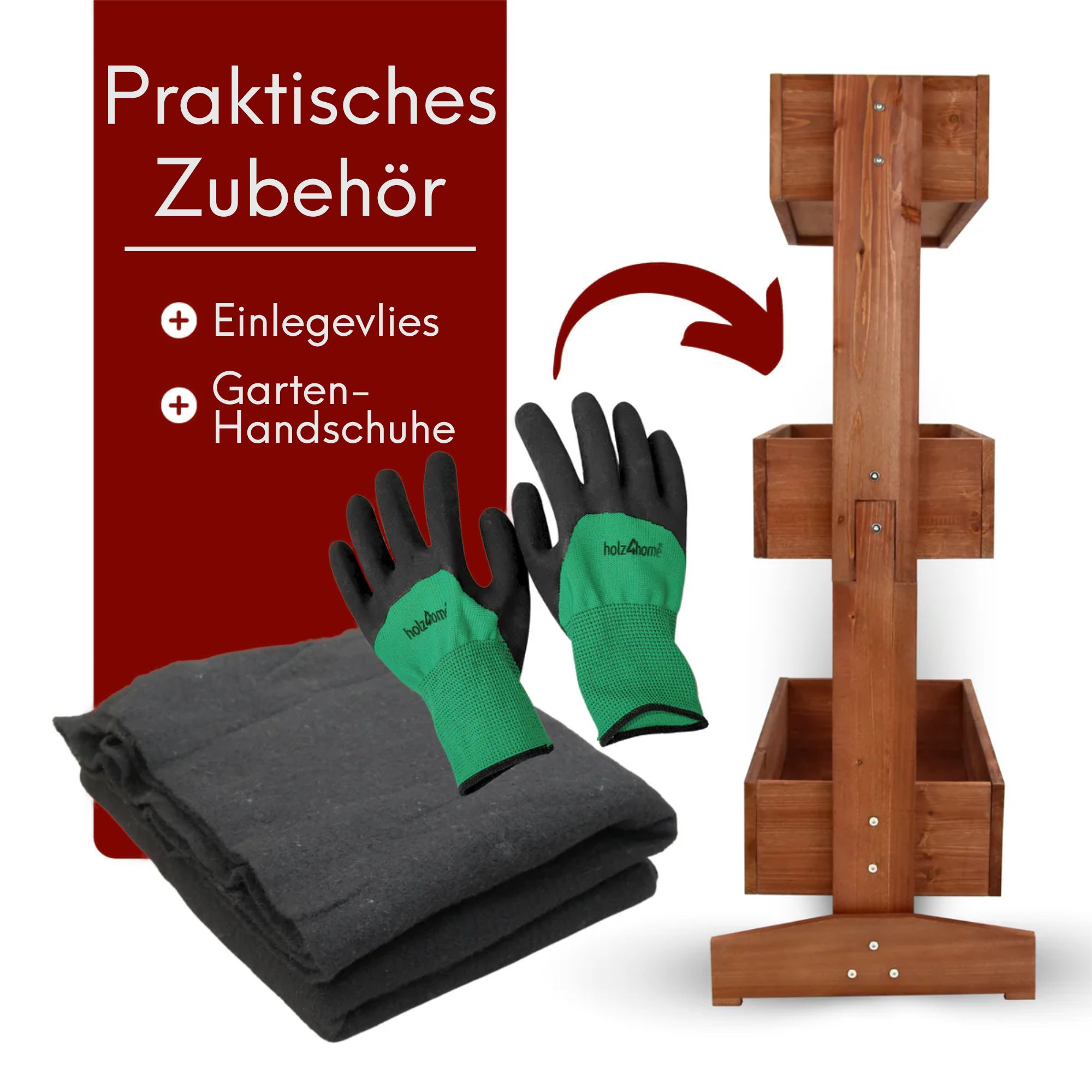 Hochbeet mit 3 Ebenen inkl. Gartenvlies & Handschuhe