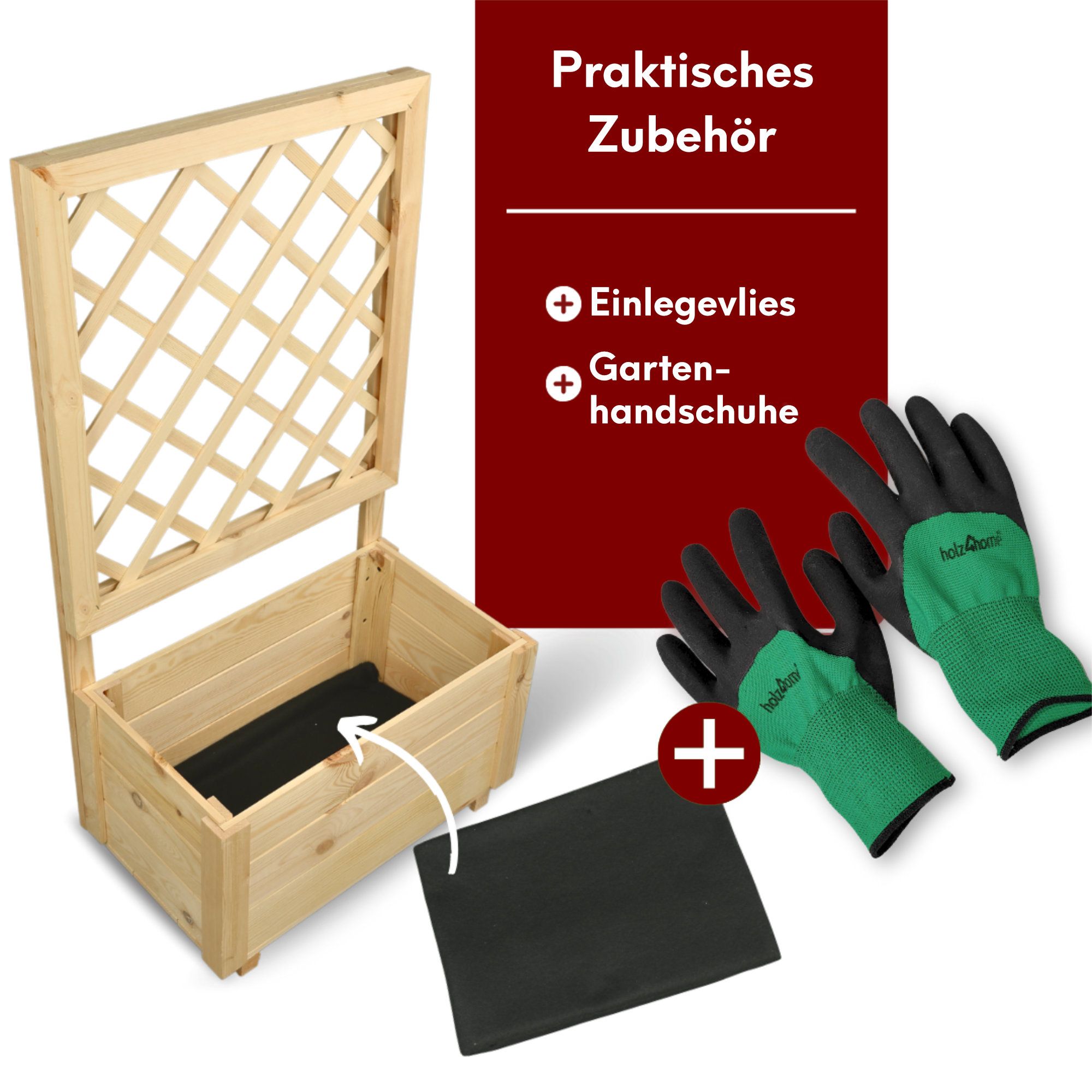 Pflanzkasten mit Rankgitter / Spalier aus Kiefer Größen  S / M / L