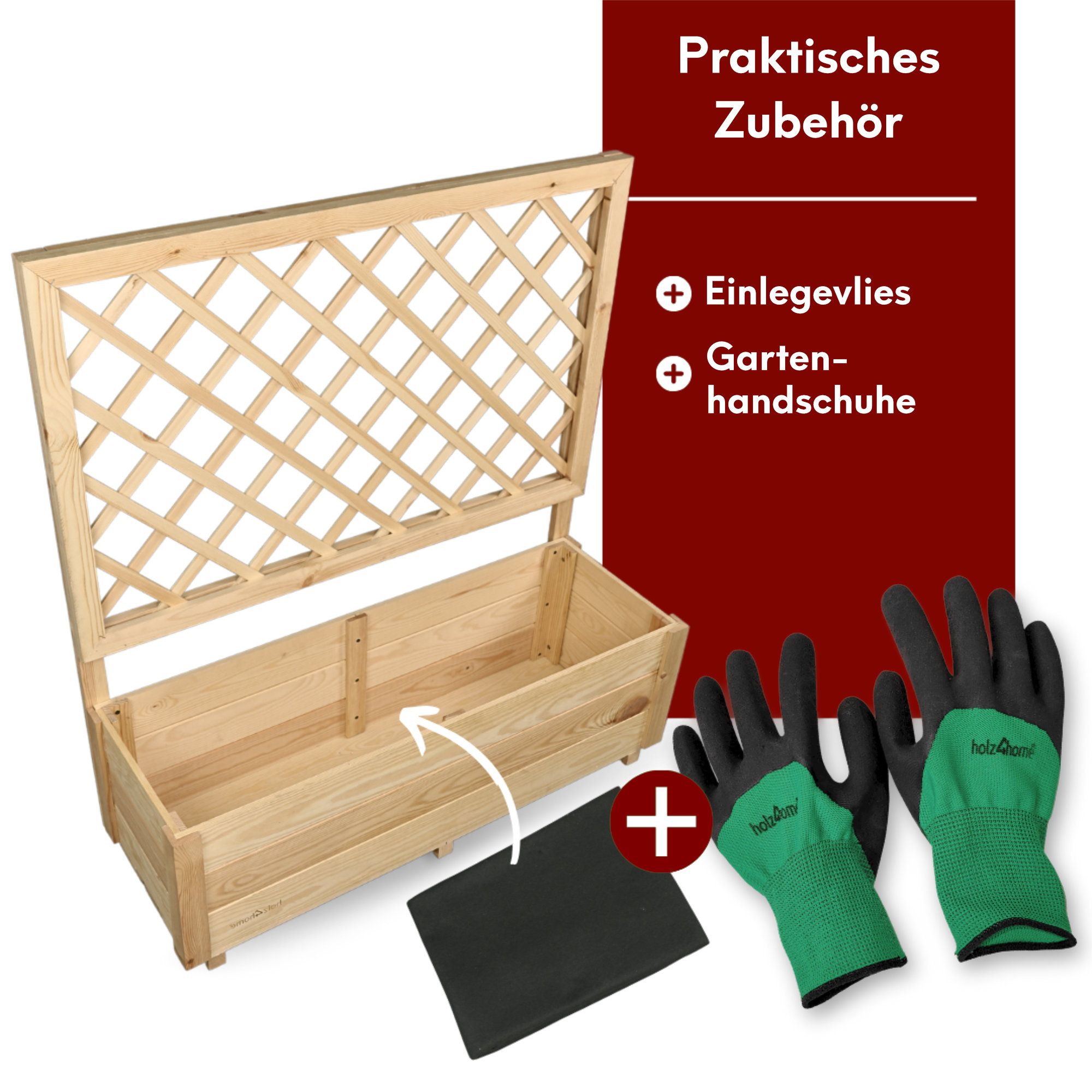 Pflanzkasten mit Rankgitter / Spalier aus Kiefer Größen  S / M / L