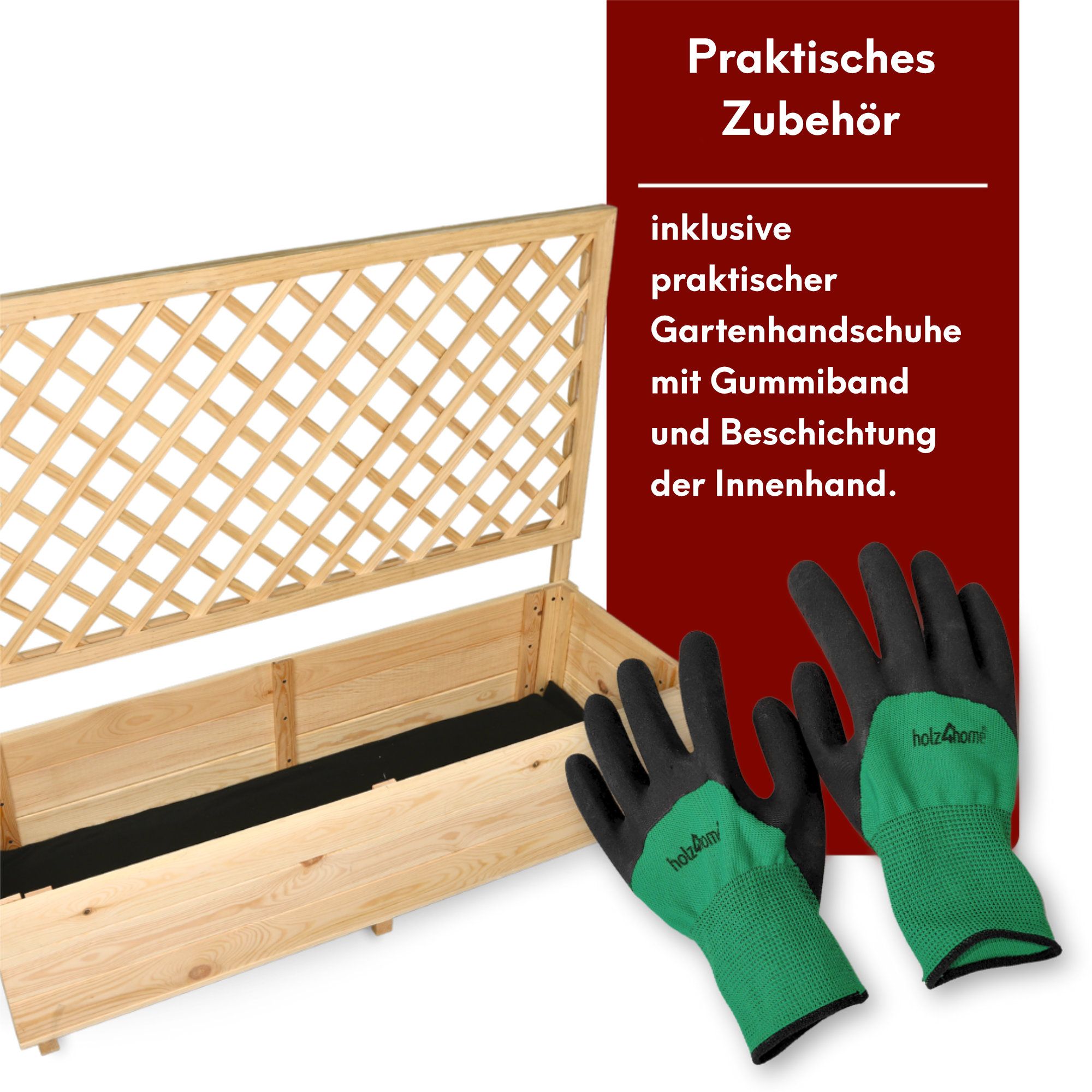 Pflanzkasten mit Rankgitter / Spalier aus Kiefer Größen  S / M / L