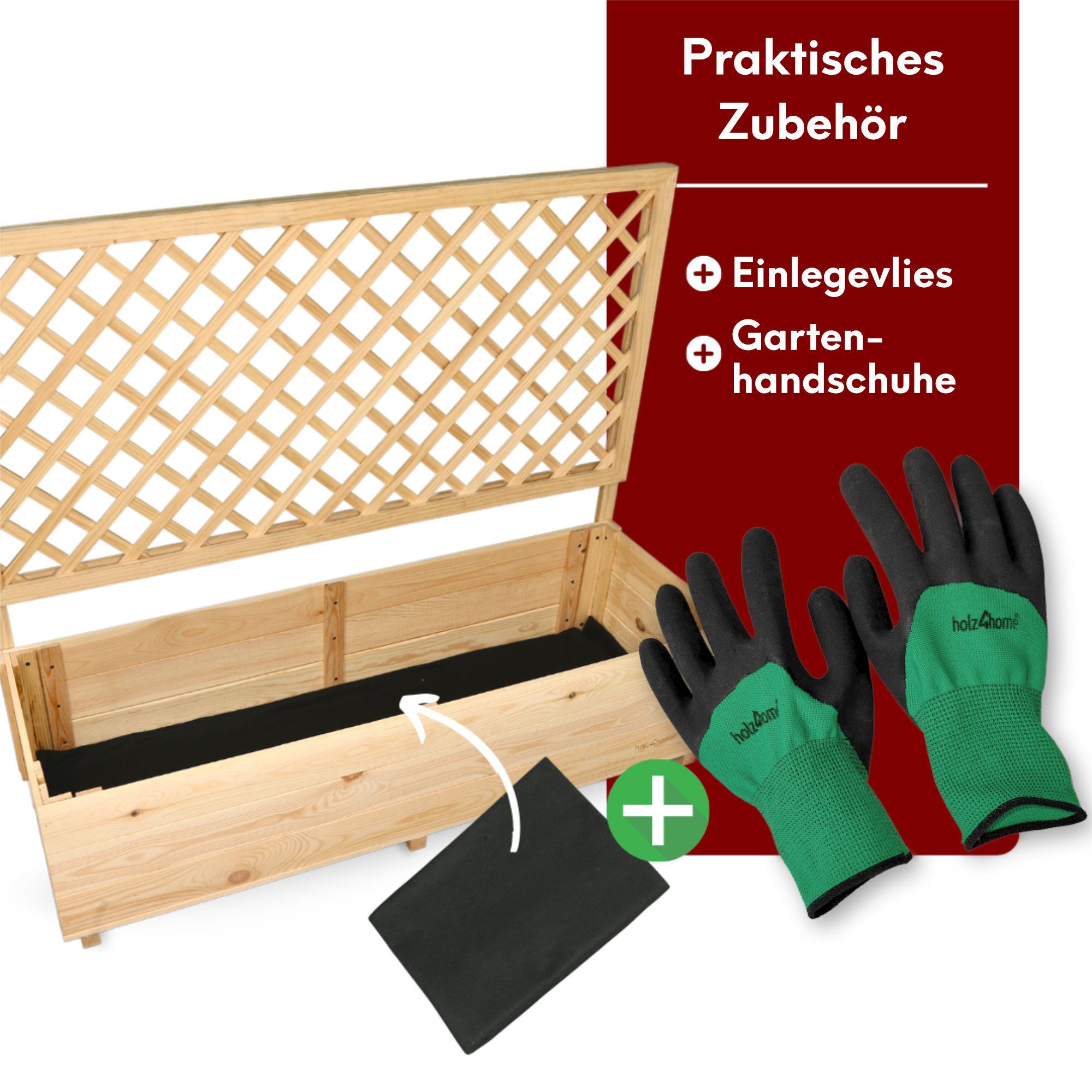Pflanzkasten mit Rankgitter / Spalier aus Kiefer Größen  S / M / L