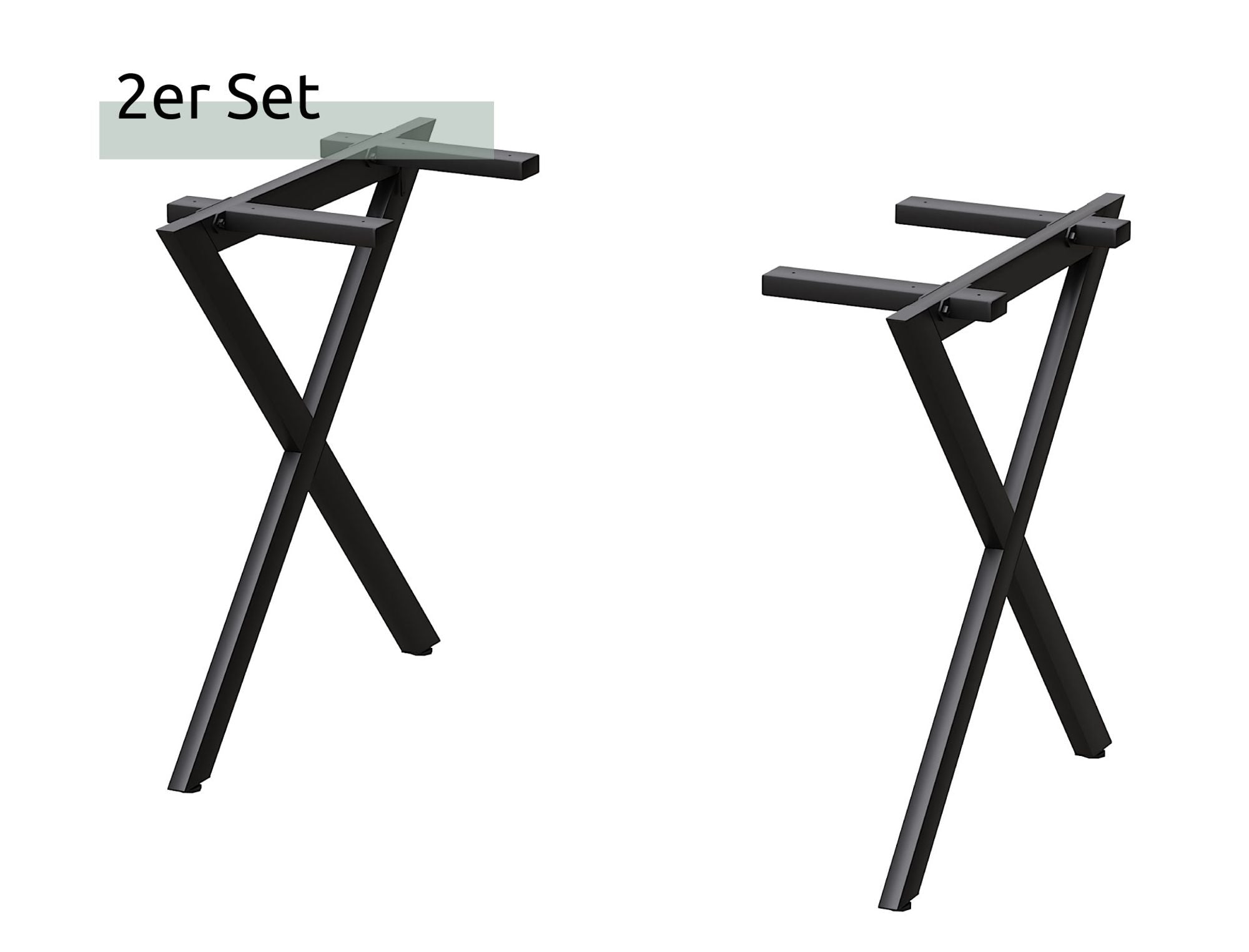 H4H301-Banner-2er-Set X-Struktur Tischgestell Tischbeine mit Querbalken Metall schwarz – 1 Paar (2 Stück) Default Title