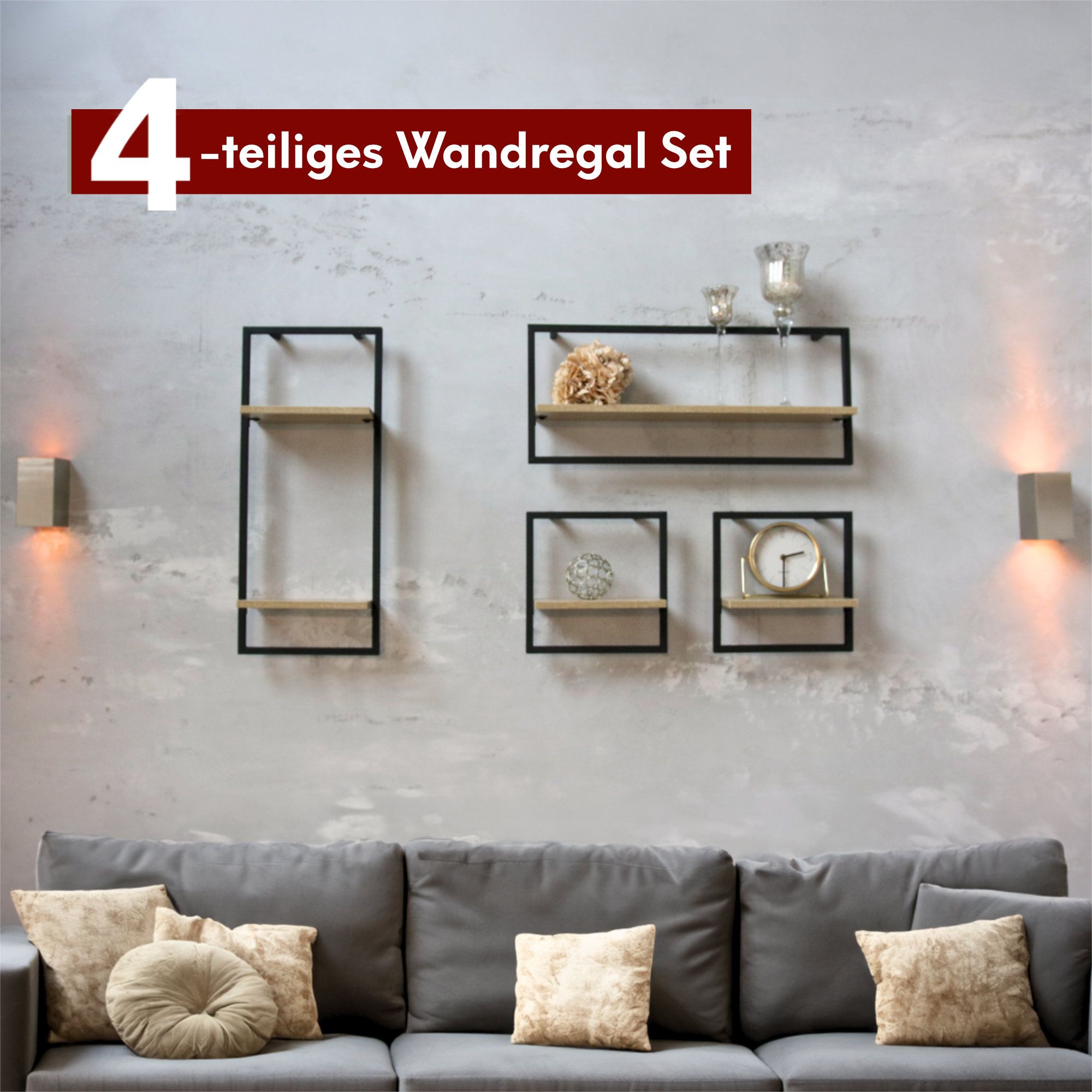 Wandregal mit Rahmen MDF Sonoma