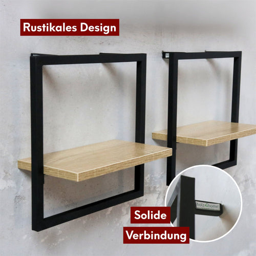 H4H306-Design Wandregal mit Rahmen MDF Sonoma High Small