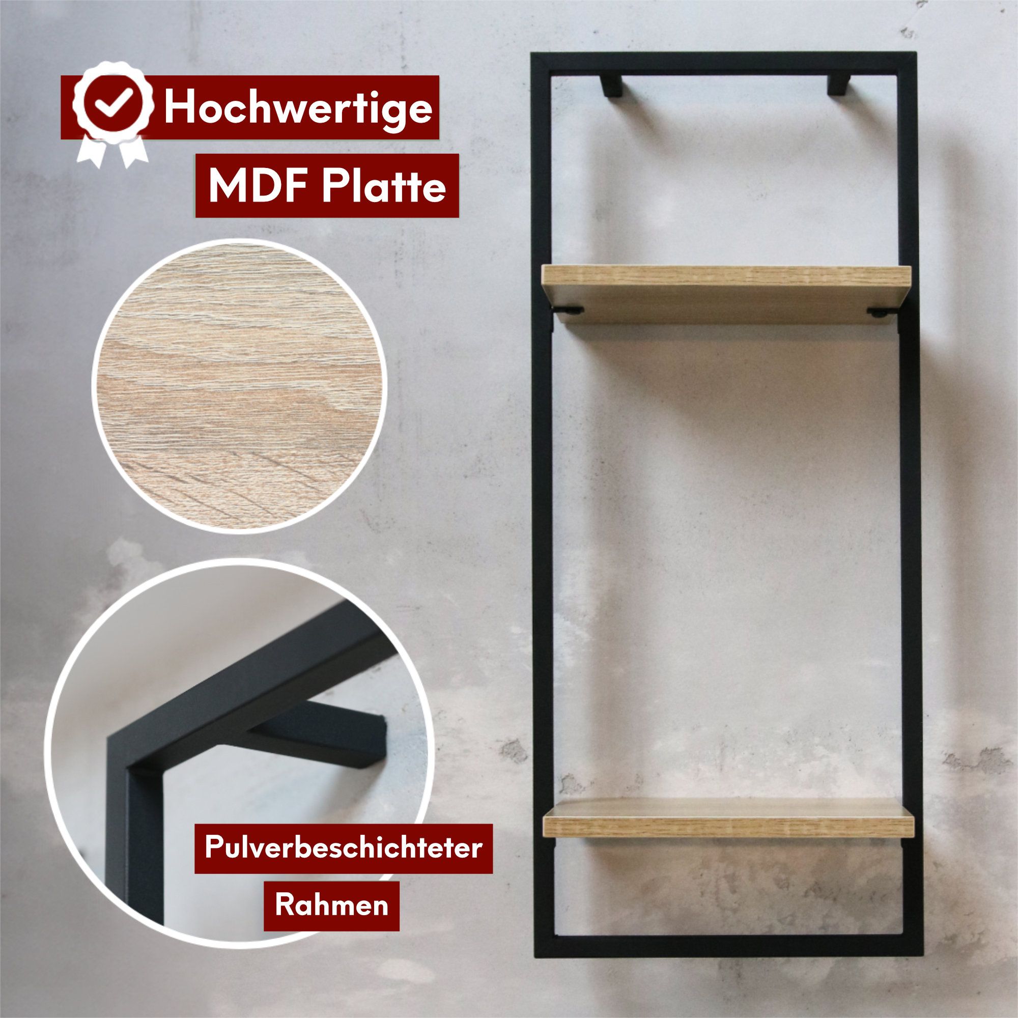 Wandregal mit Rahmen MDF Sonoma