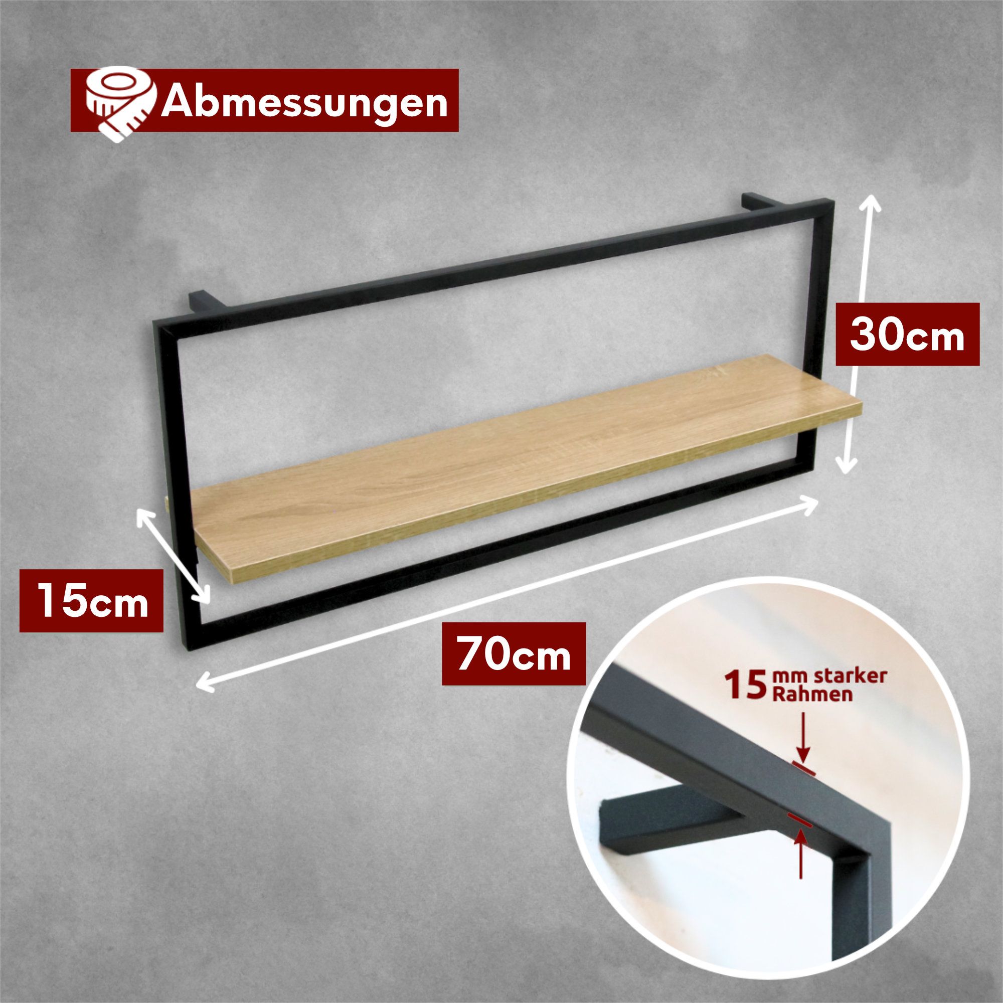 Wandregal mit Rahmen MDF Sonoma
