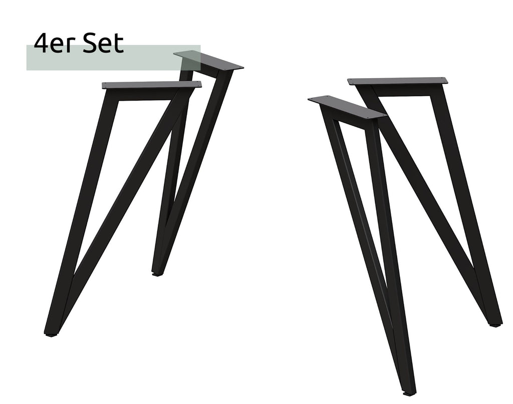 Dreieck Tischgestell Tischbeine Metall schwarz – Set aus 4 Füßen