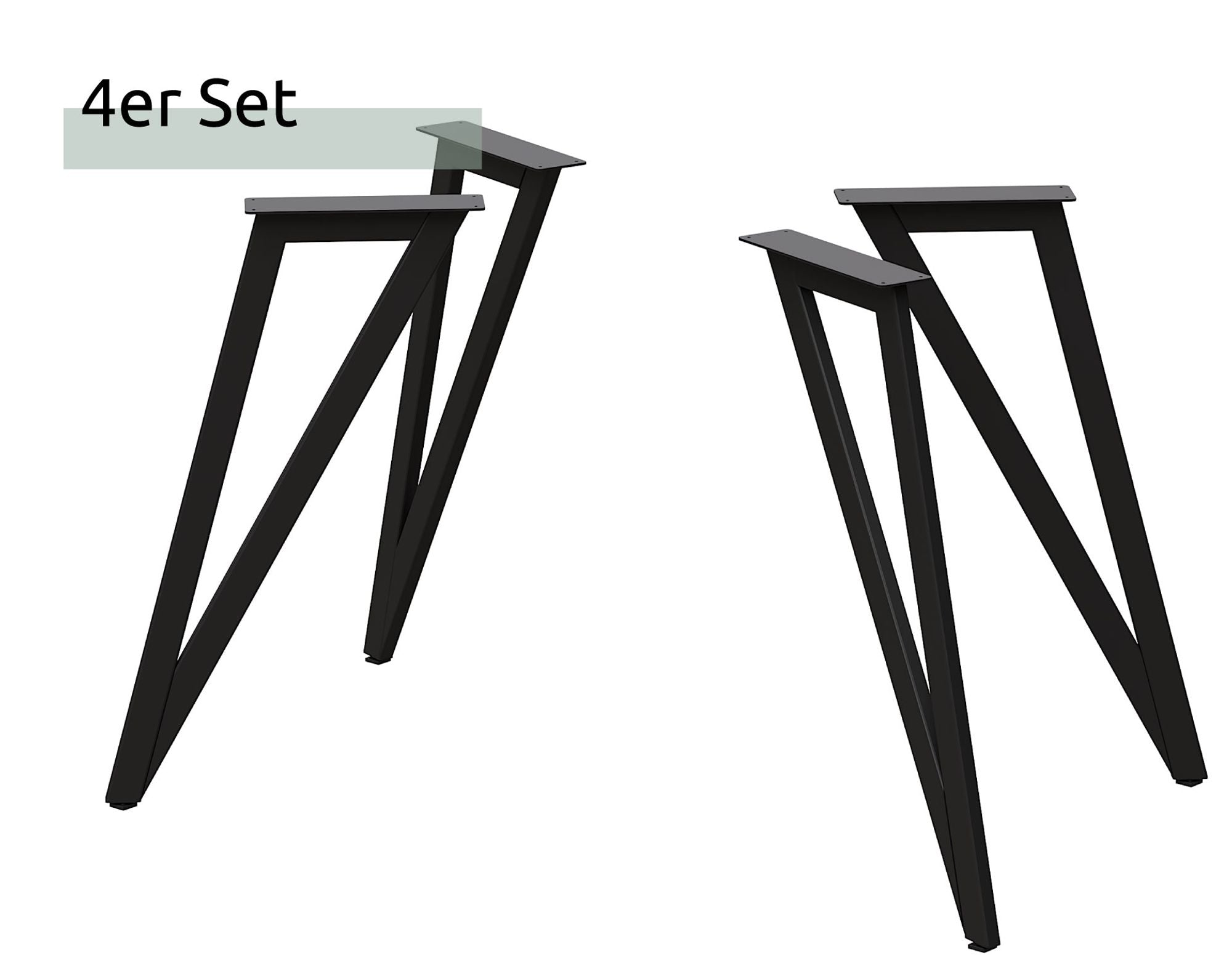 Dreieck Tischgestell Tischbeine Metall schwarz – Set aus 4 Füßen