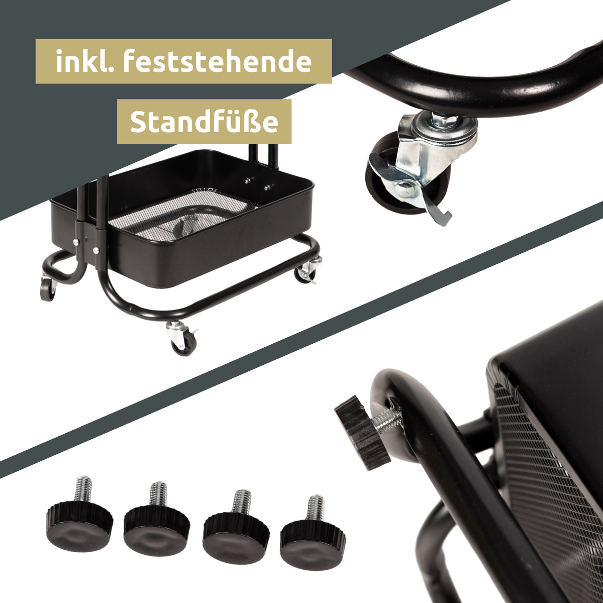 H4H324Konstruktion_4_f30561cb-c173-4fa8-b905-2d286f078067 Rollwagen Metall Schwarz – 3-stöckiger Küchenwagen mit Ablagen, Rollen & Feststellbremsen