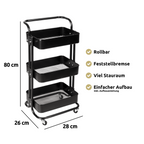 H4H324Masse_2_9499b9d1-dc12-428d-b006-6f0e4022572b Rollwagen Metall Schwarz – 3-stöckiger Küchenwagen mit Ablagen, Rollen & Feststellbremsen