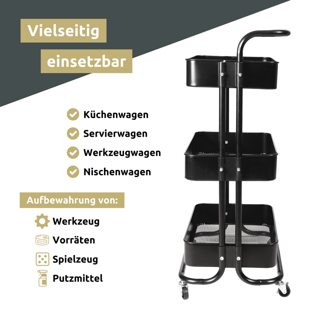 H4H324Vielseitig_2_0d71fc2d-0c47-45f2-905b-e60521f4d249 Rollwagen Metall Schwarz – 3-stöckiger Küchenwagen mit Ablagen, Rollen & Feststellbremsen