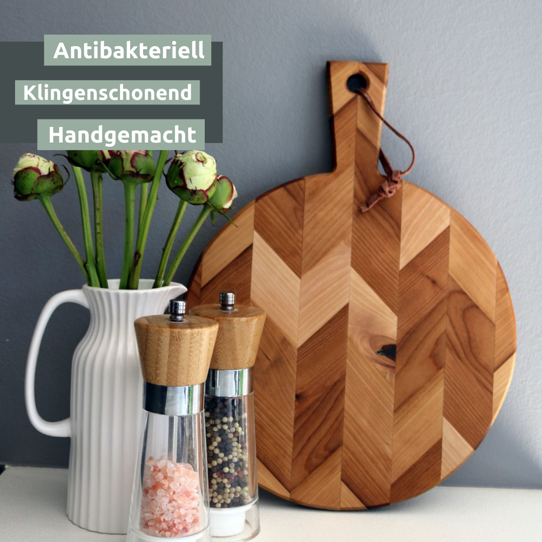 Rundes Schneidebrett | Servierbrett Birke HerringboneDunkel