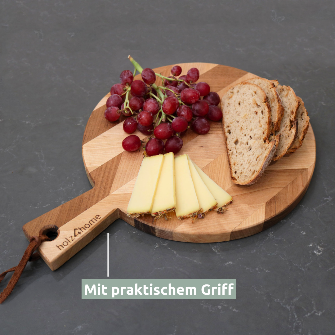 Rundes Schneidebrett | Servierbrett Birke HerringboneDunkel