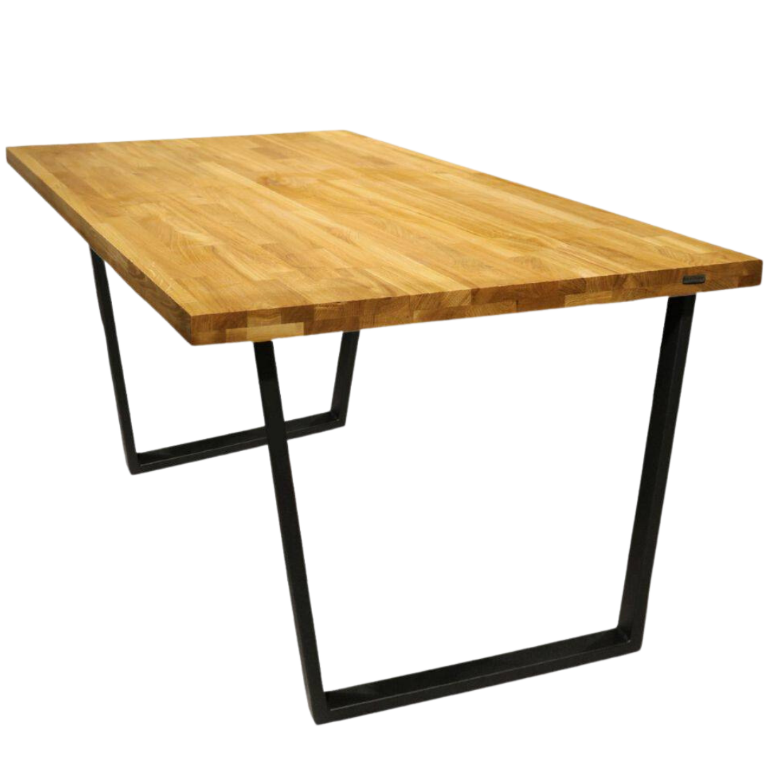 Tischplatte ohne Baumkante aus massiver Eiche mit Aufdopplung am Rand180cm x 100cm / Doppel-Dreieck